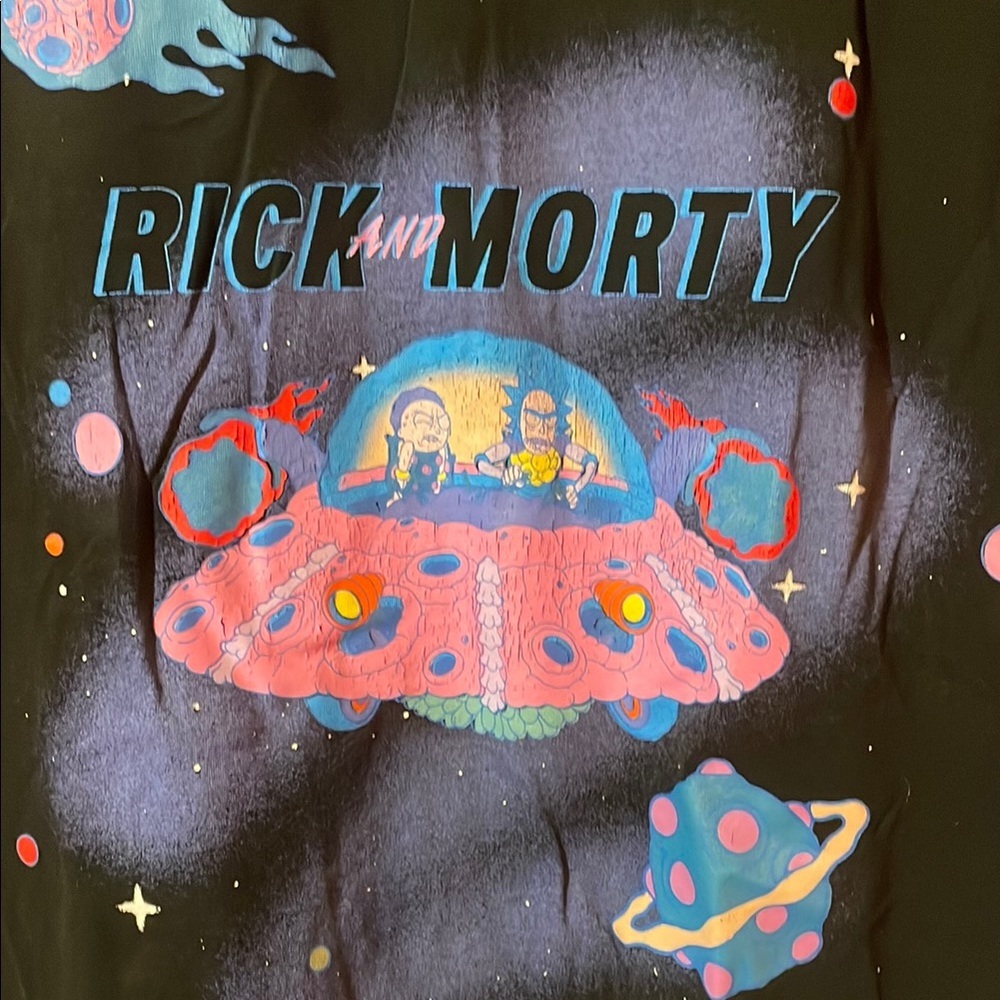 Black and Blue Short Sleeve Tee with Vibrant Cartoon Panels - Picture 5 of 5